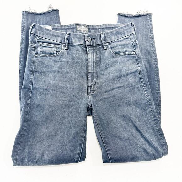 Mother High Waisted Looker Ankle Fray Blackbird Black Denim Jeans Size 26 - Picture 2 of 9